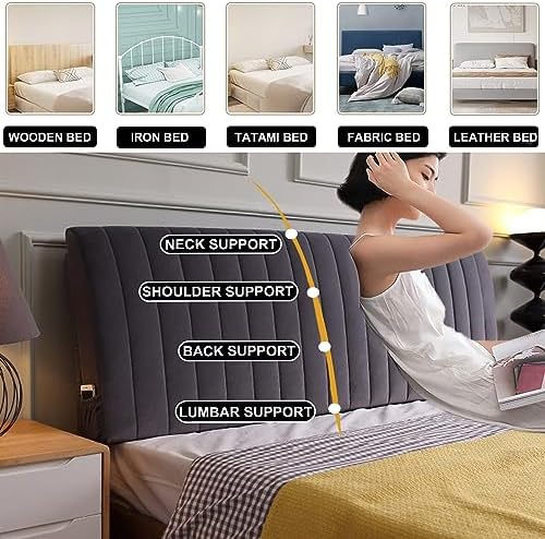 ZZYK Gray 10 Headboard Pillow with Removable Cover