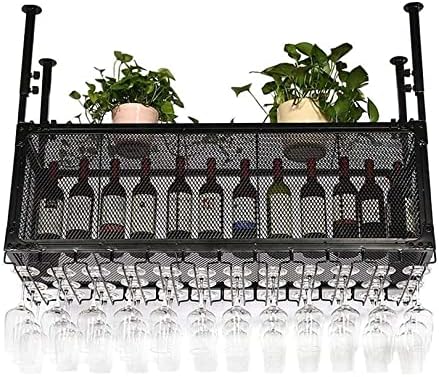 Ceiling Mounted Wine Rack with Adjustable Iron Holder