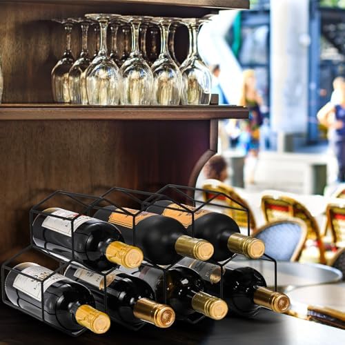 AVLA 9-Bottle Metal Countertop Wine Rack Black