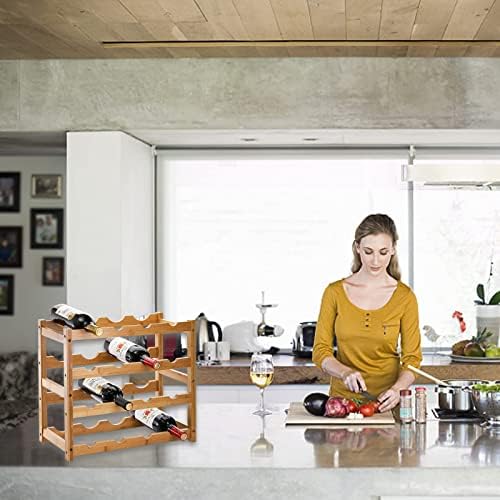 TOPZEA 4 Tier Bamboo Wine Rack 16 Bottles Countertop Storage