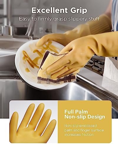 FCTTD Reusable Rubber Dishwashing Gloves 3 or 6 Pairs 1