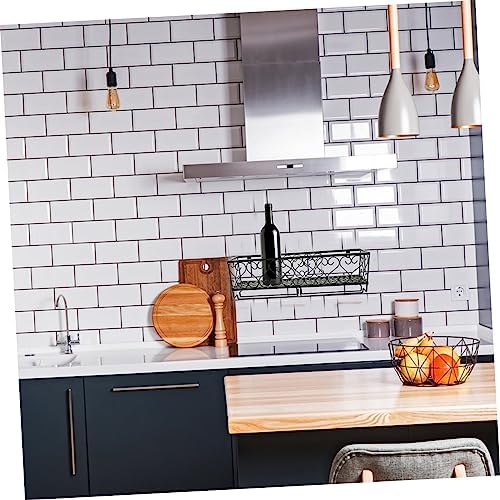 Ciieeo Wall Mounted Wine Rack with Goblet Holder 50cm Black Iron Design