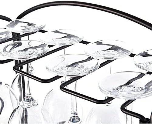 PAREKS Wine Rack with 8 Glass Holder Iron European Style