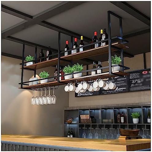 ZJDYDY Industrial 2-Tier Wall Wine Rack - Black 140x30x80cm