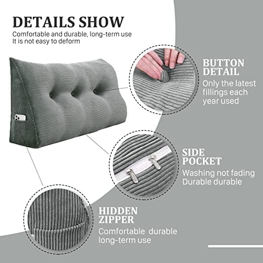 Homecozy Wedge Headboard Pillow 39in Dark Gray