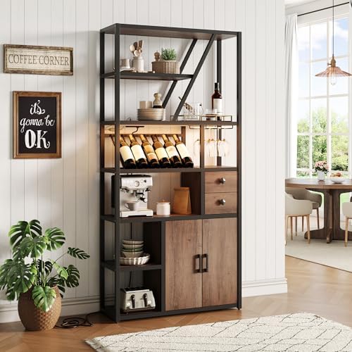 Amyove Freestanding Wine Rack with USB and LED Lights