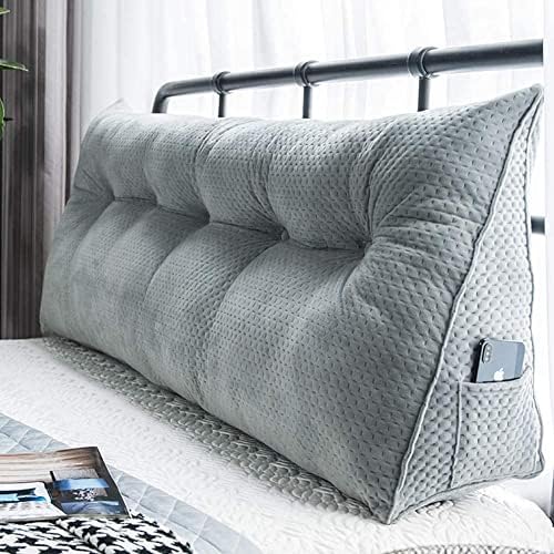 YOODODO Velvet Wedge Pillow with Removable Cover for Reading and Bed Rest