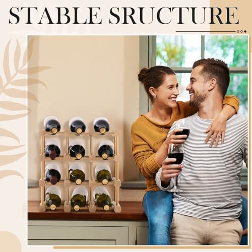 Juexica 12-Bottle Wooden Wine Rack Stackable