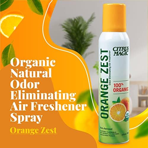Citrus Magic Organic Air Freshener Spray Orange Zest Pack of 3