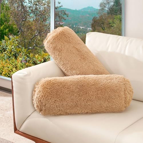 Cheer Collection Shaggy Bolster Pillow Set of 2