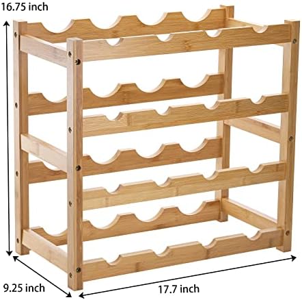 TOPZEA 4 Tier Bamboo Wine Rack 16 Bottles Countertop Storage