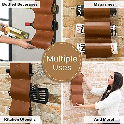 WALBROOK 3 Bottle Wall Wine Rack - Space Saving Leather Design