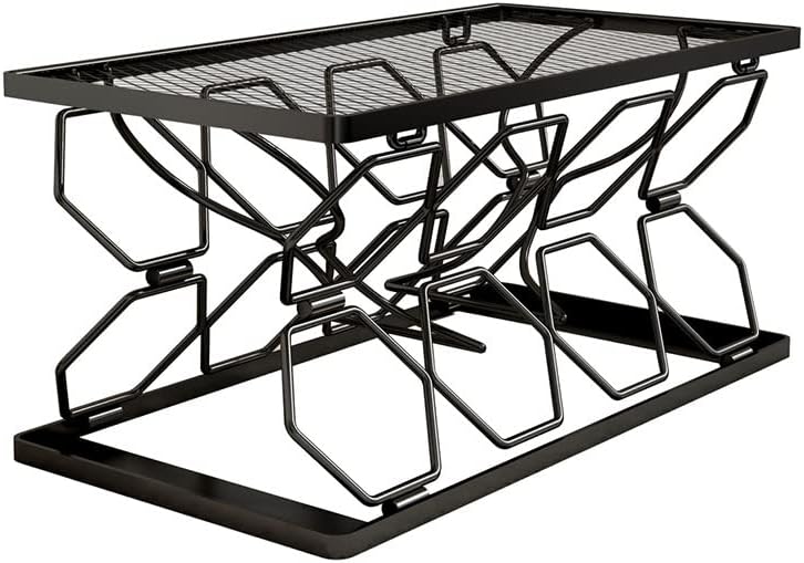 Generic LMingKun 6-8 Bottle Freestanding Wine Rack - Modern Black Metal 2 Tier