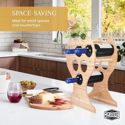 2LB Depot Bamboo Wine Rack for 6 Bottles