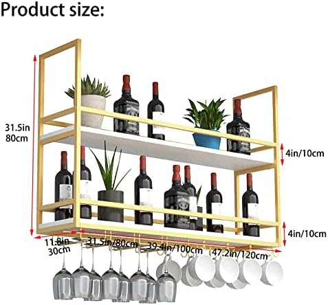 ZJDYDY 2 Tier Wall-Mounted Wine Rack with Stemware Holder