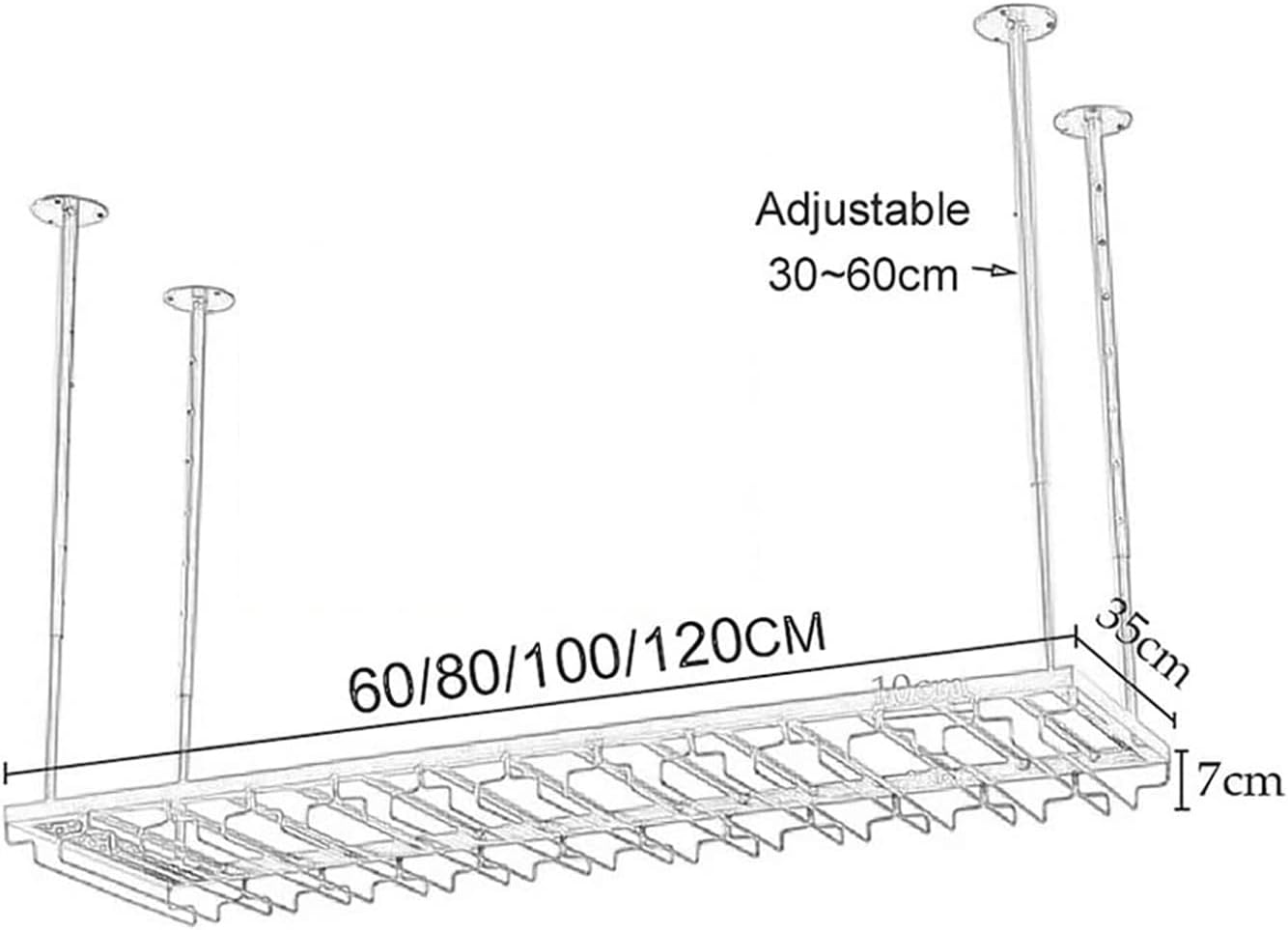 Iron Wine Rack Wall Mounted with Adjustable Height and Glass Holder