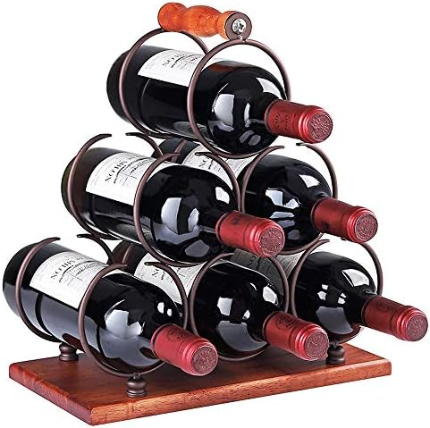 6 Bottles Retro Metal Wine Rack with Iron Frame