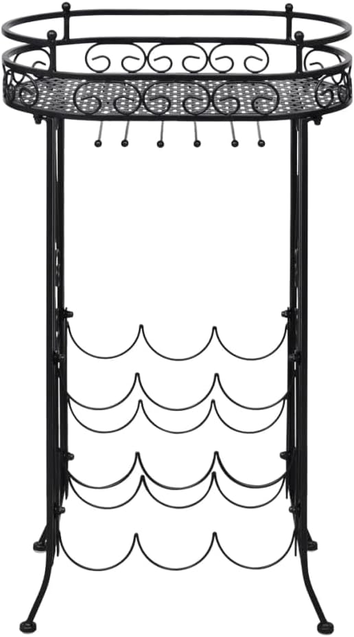 Aisifx 9-Bottle Wine Rack with Glass Holder and Hooks