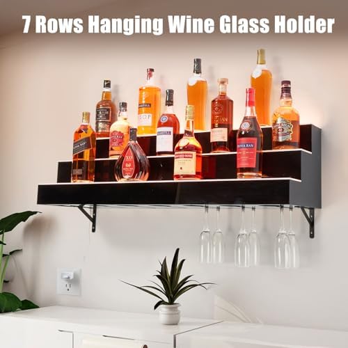 GarveeTech LED Lighted Liquor Display Shelf 3 Tier 40 Inch