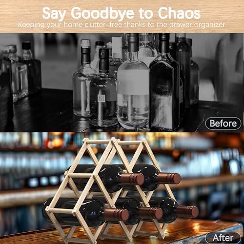 6 Bottle Wood Wine Rack Foldable Stackable