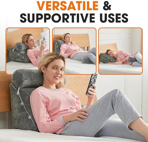 Cheer Collection Reading Wedge Pillow Gray