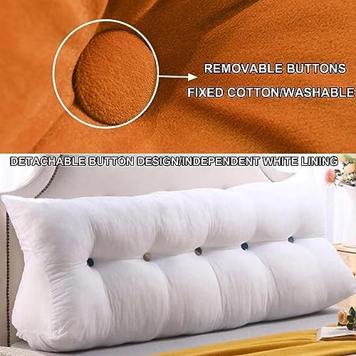Wedge Headboard Pillow Large Triangular Cushion with Washable Cover and Removable Buttons - Orange