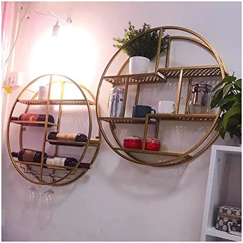 ALDEPO Gold Round Wine Rack Wall Mount 60cm