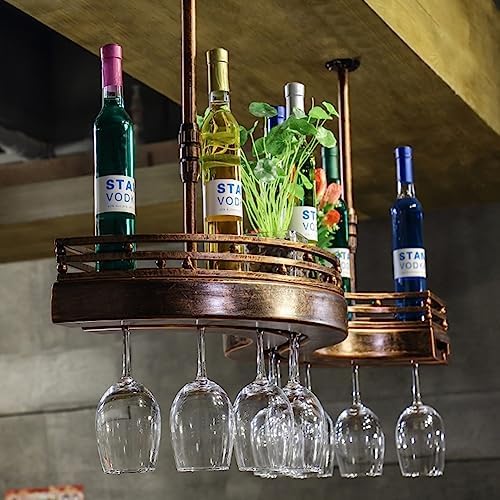 Hanging Wine Rack with Glass Holder Bronze 80x25cm
