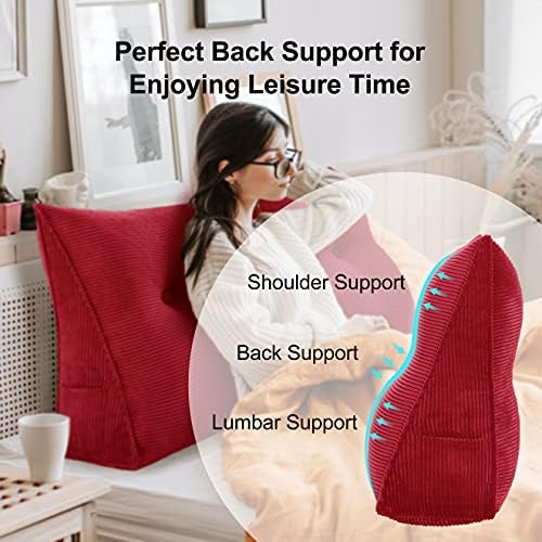 WOWMAX Triangle Headboard Pillow with Removable Cover Red 70x8x20inch