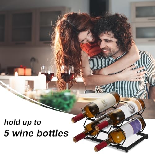 Uxcell 5 Bottle Tabletop Wine Rack Black