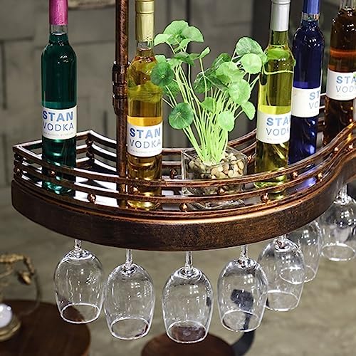Hanging Wine Rack with Glass Holder Bronze 80x25cm