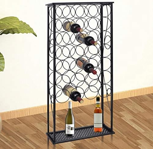 FAMIROSA 28 Bottle Freestanding Metal Wine Rack