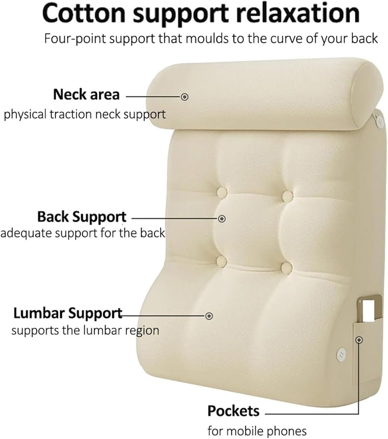 Adjustable Reading Pillow with Lumbar Support for Bed and Sofa