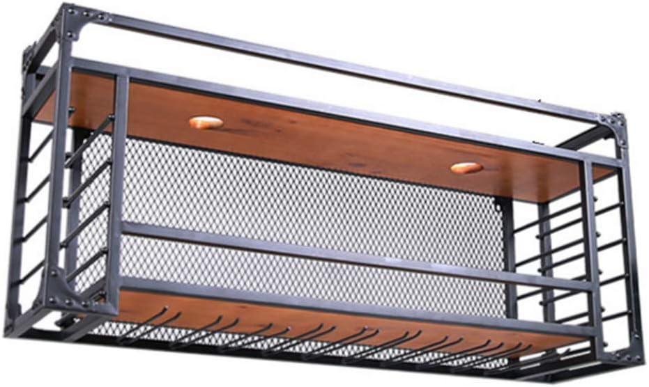 Stylish Wall-Mounted Wine Rack with Spotlights Black