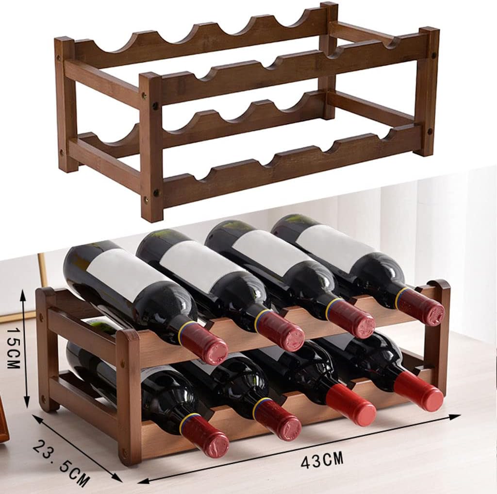 2-Layer Bamboo Wine Rack for Home Bar and Pantry 1
