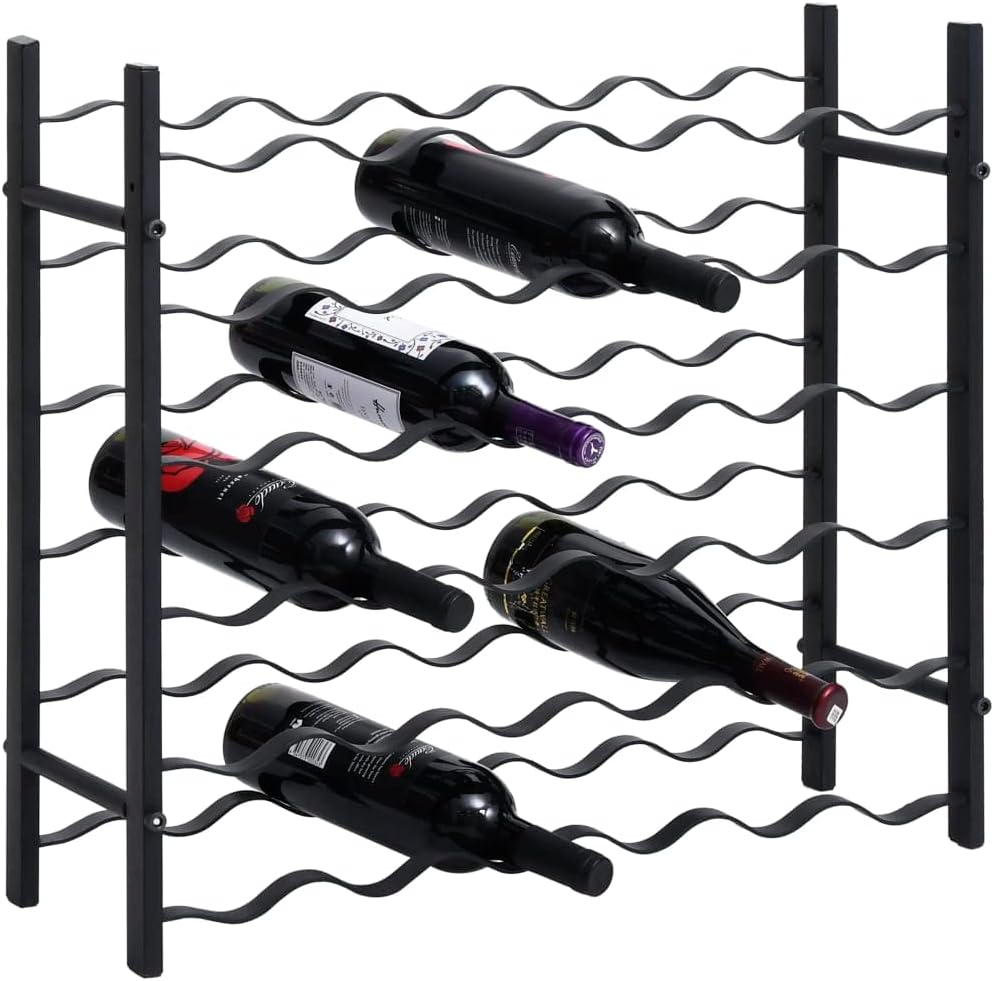 vidaXL Wine Rack for 36 Bottles Black Iron
