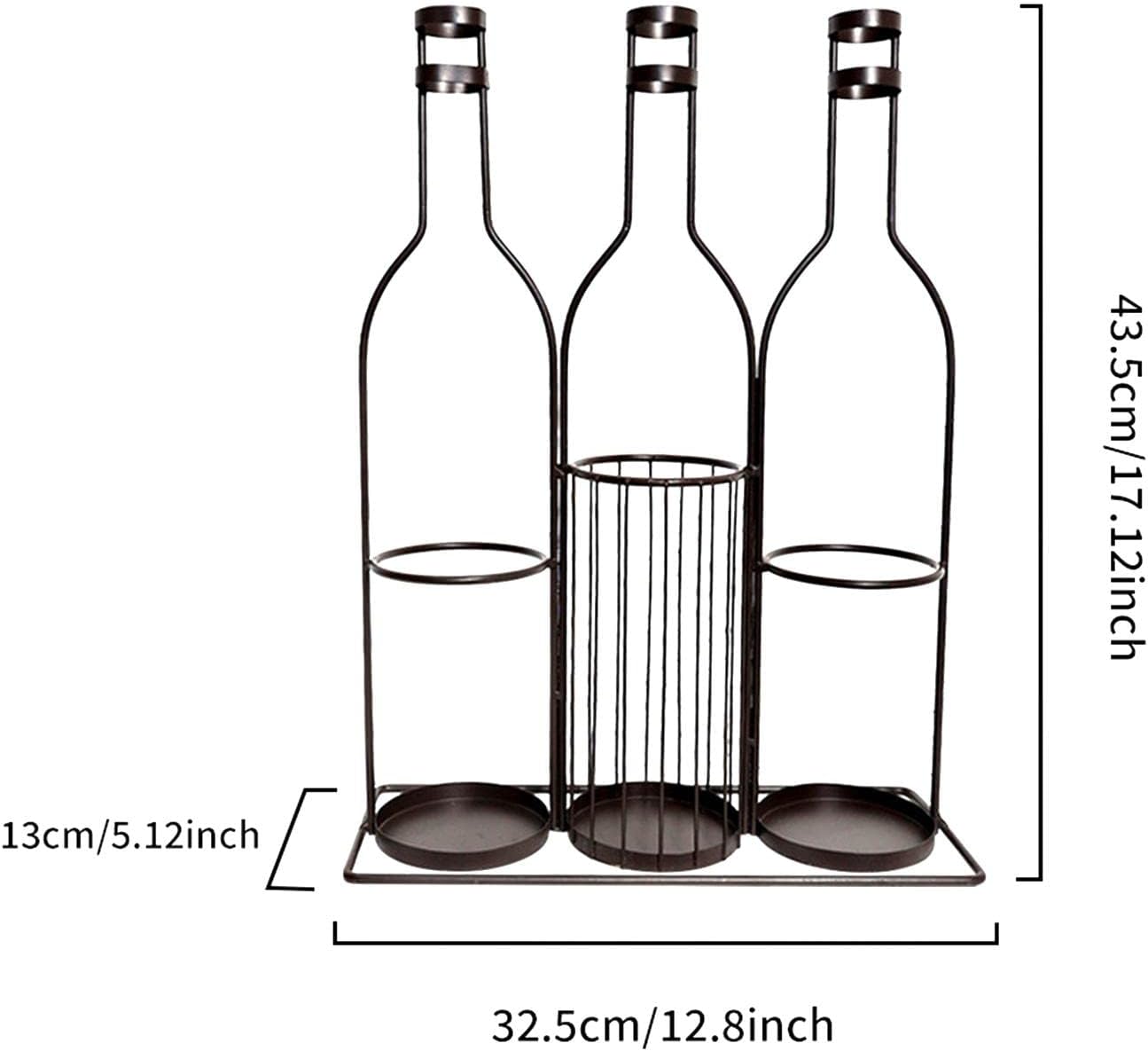Duiaynke Wrought Iron Wine Rack with 3 Grids