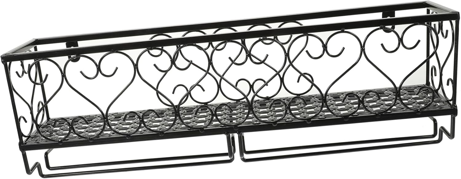 Ciieeo Wall Mounted Wine Rack with Goblet Holder 50cm Black Iron Design