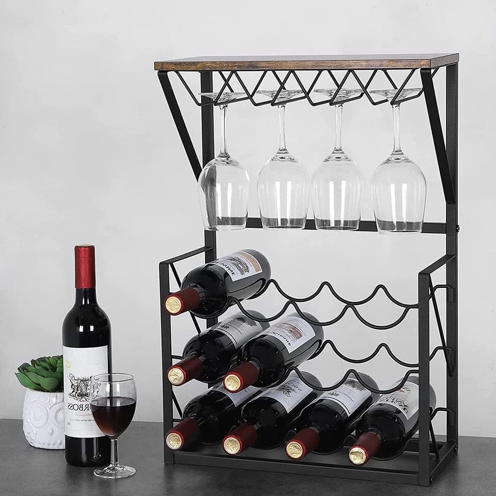 ZJDYDY Freestanding Wine Rack with Glass Holders