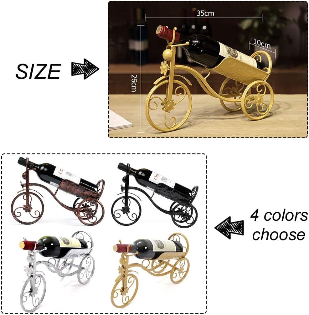 ZRCWW Metal Wine Bottle Holder Rack Tricycle Design