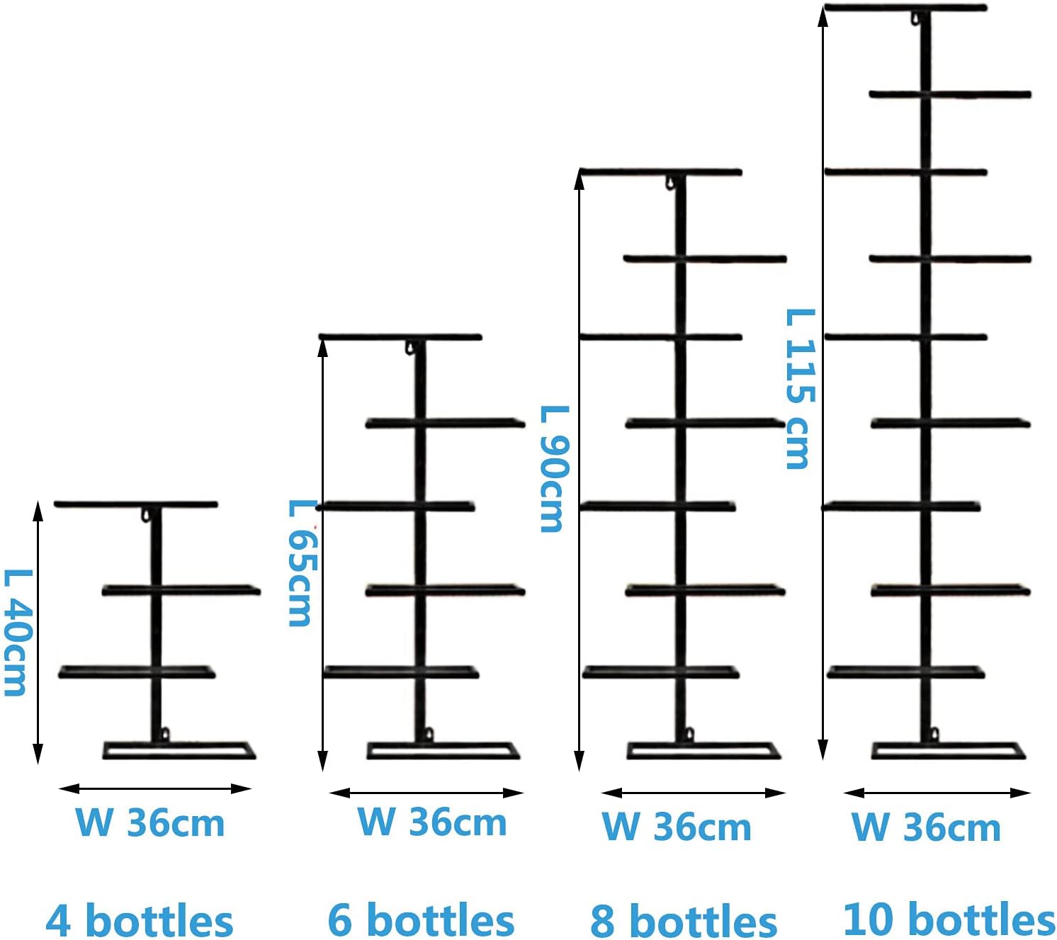 Iron Wall-Mounted Wine Rack with 10 Bottle Capacity