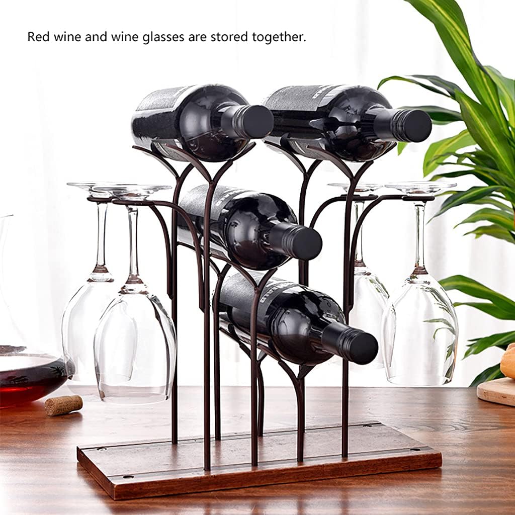 White Freestanding Wine Rack Holds 4 Bottles 4 Glasses