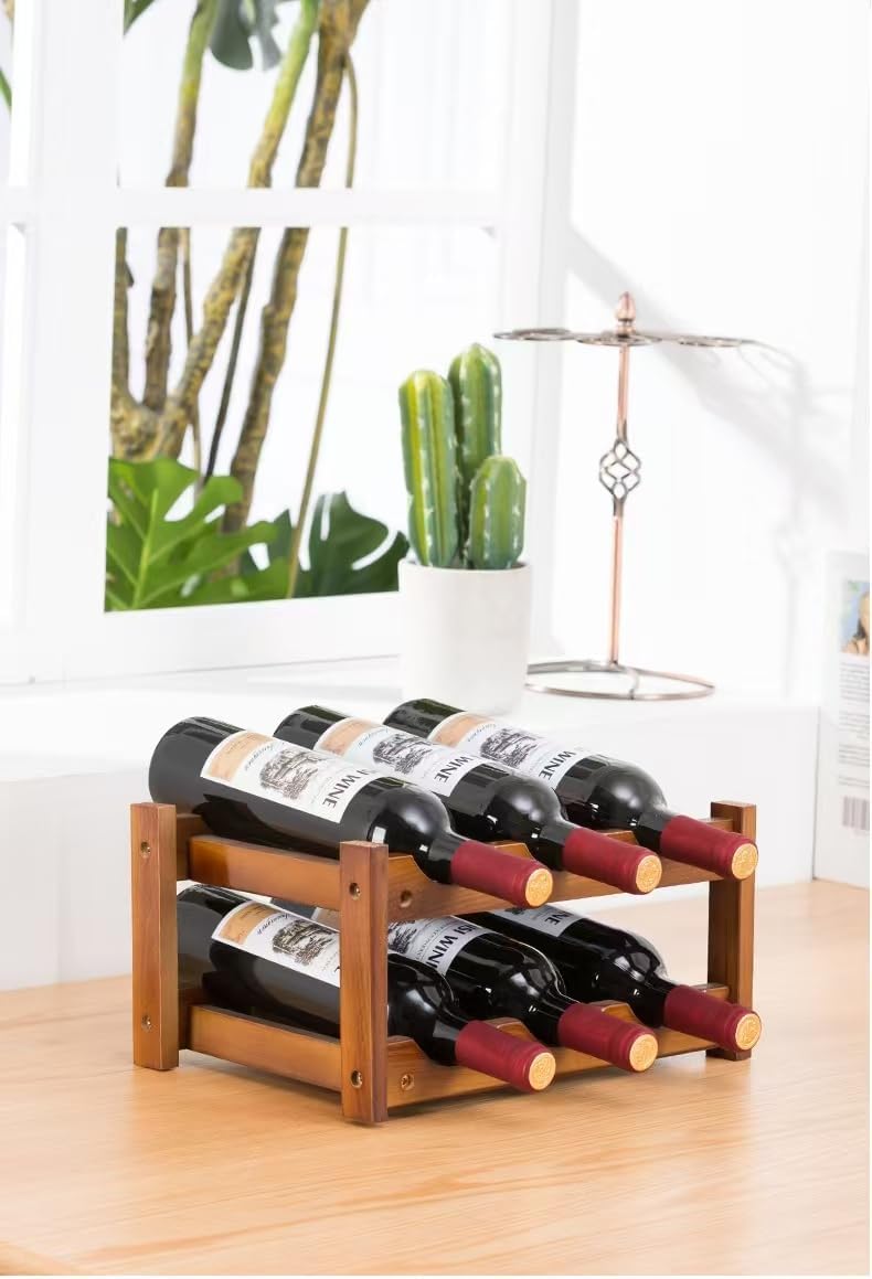 HealthEmpireLLC Bamboo Wine Rack 6 Bottle 2-Tier