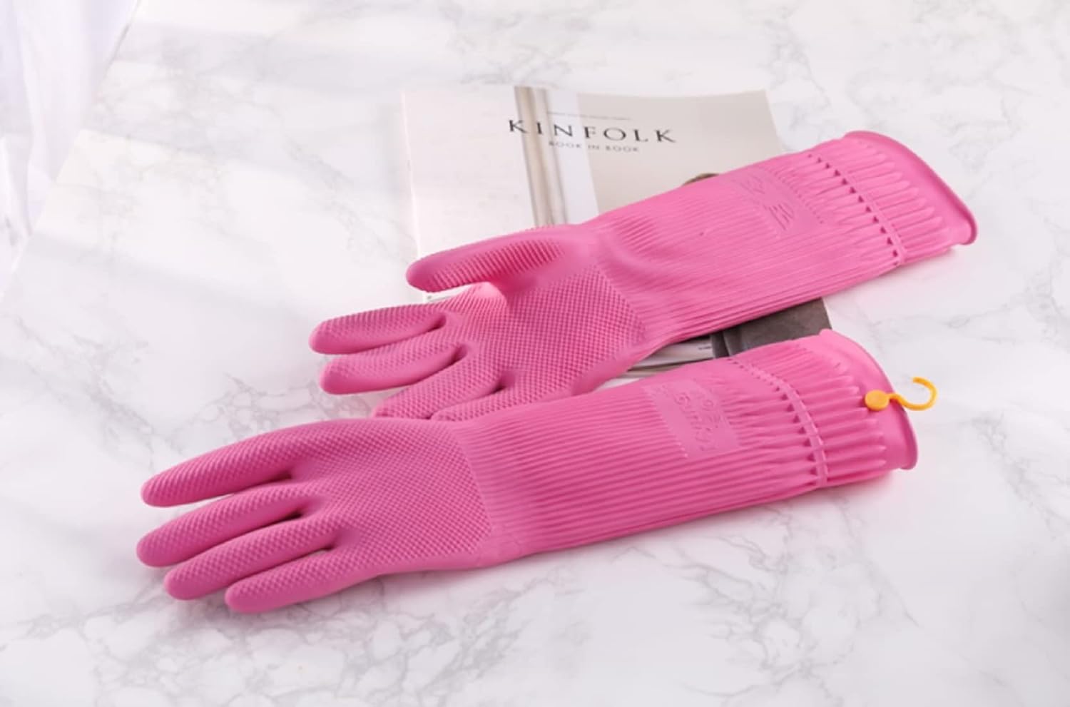 Myungjin Reusable Waterproof Cleaning Gloves with Hang-Dry Hook