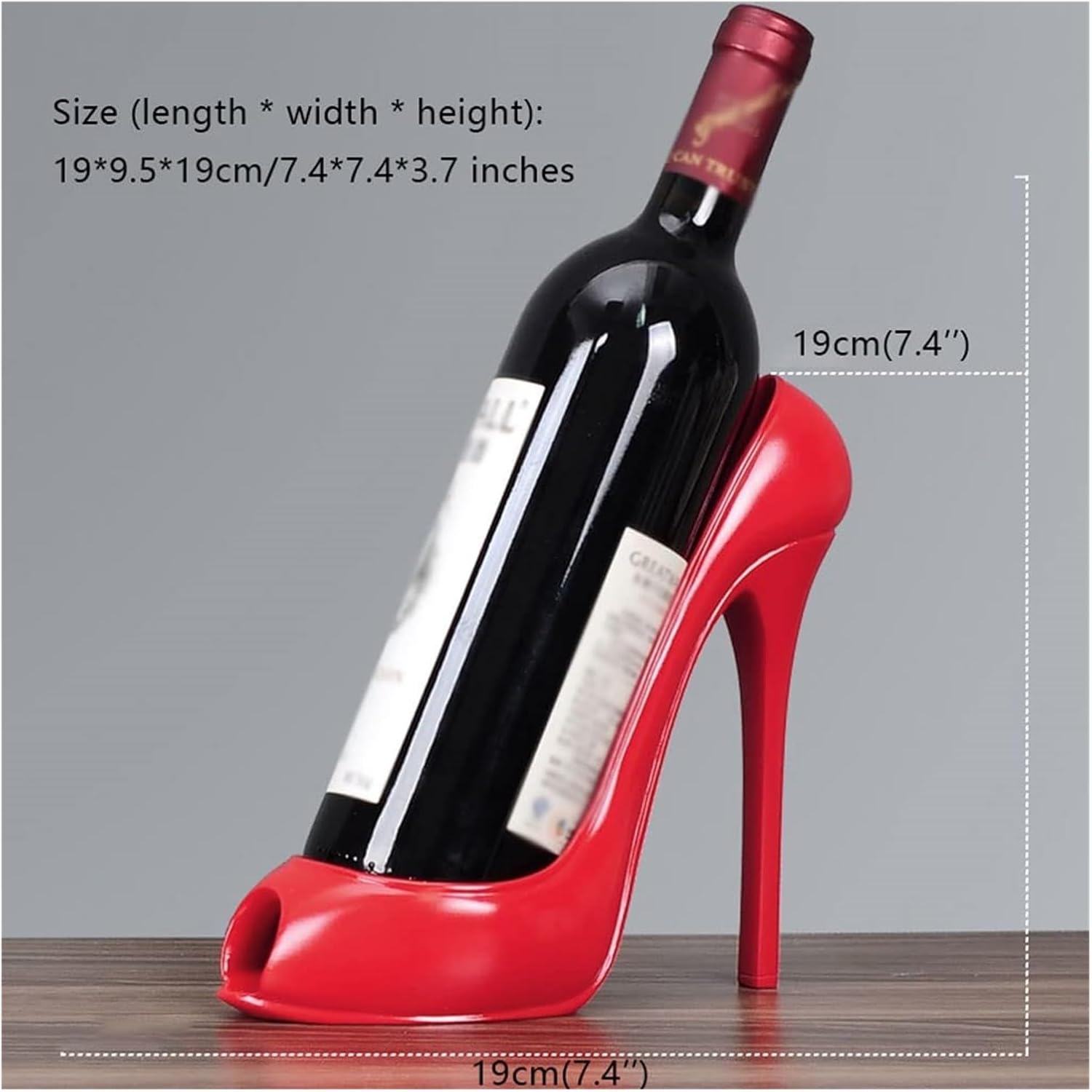Red Freestanding Wine Rack with High Heel Design