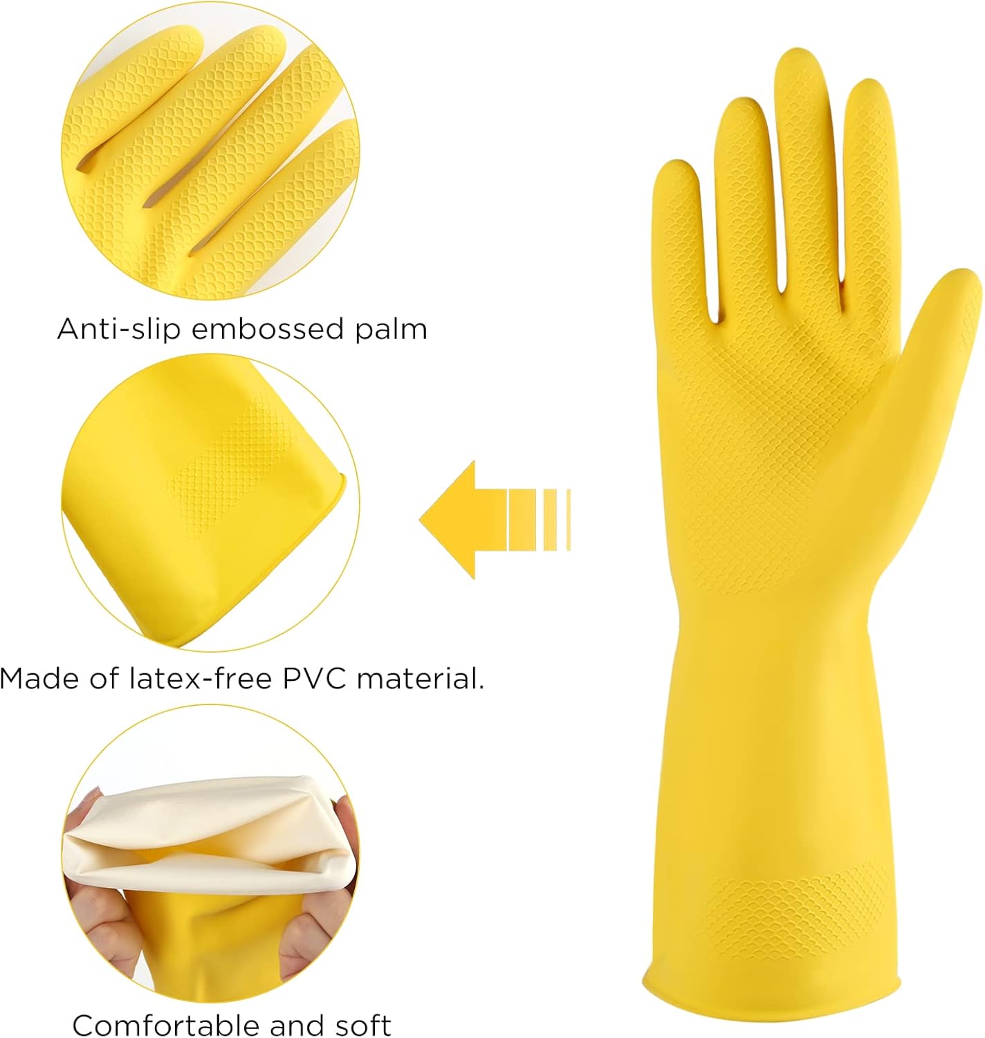 IUCGE Rubber Cleaning Gloves 3 or 6 Pairs