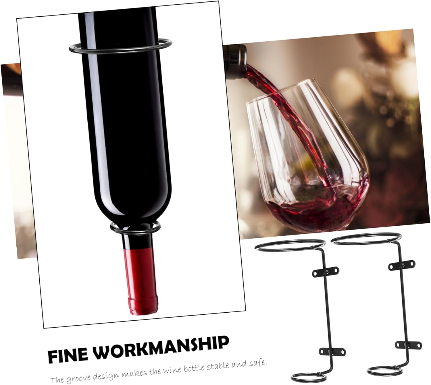 PRETYZOOM 6Pcs Wall Mounted Iron Wine Rack