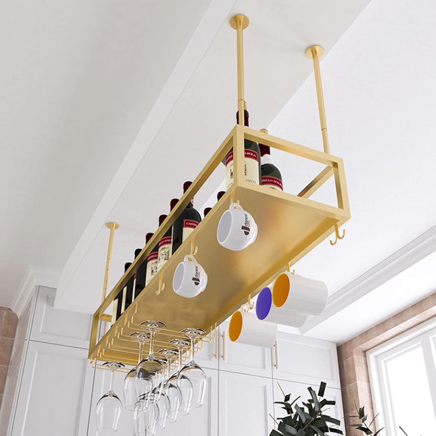 ZJDYDY Wall-Mounted Wine Rack with Adjustable Height and 1-Layer Storage