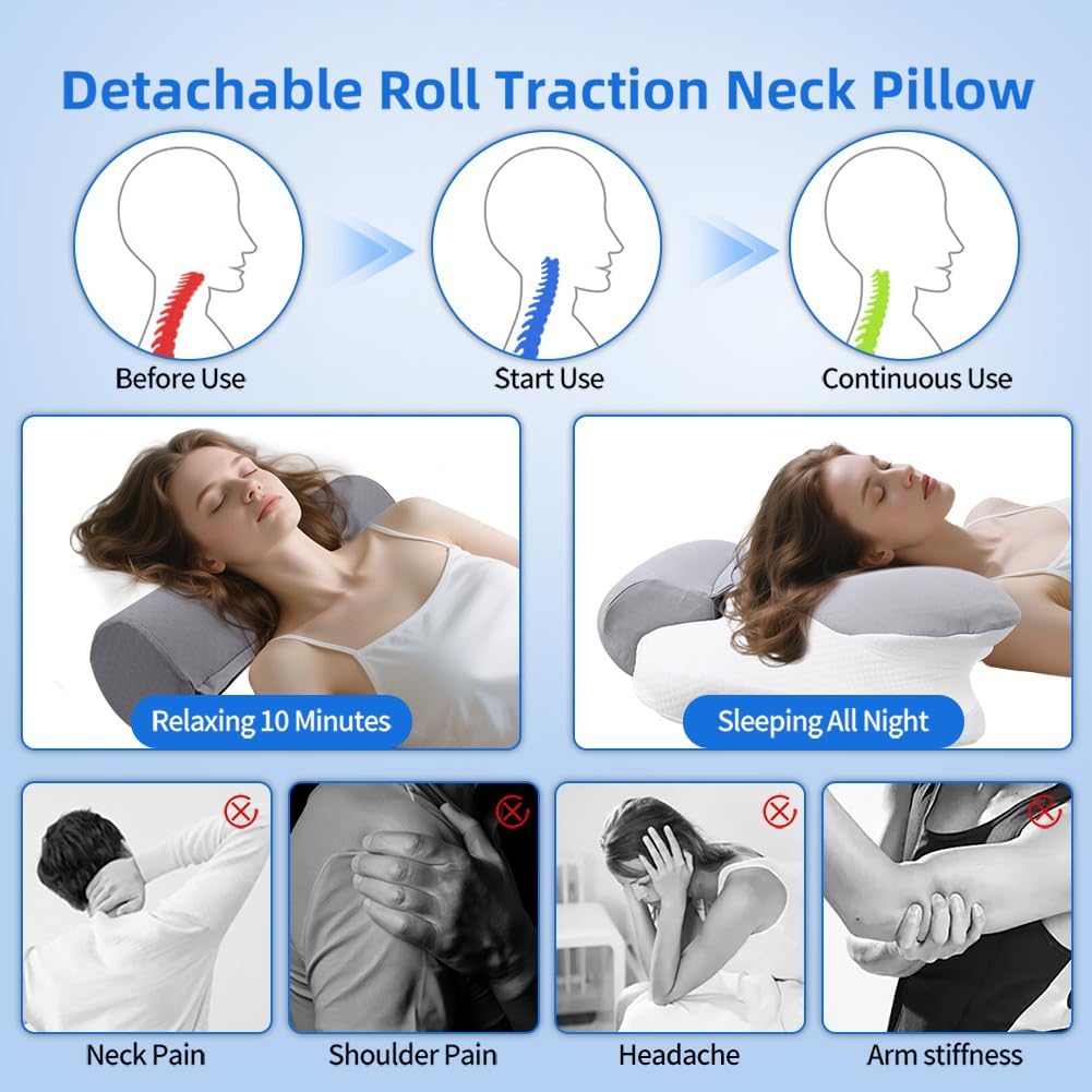 Partnerjoy 2 in 1 Cervical Pillow for Neck Pain Relief