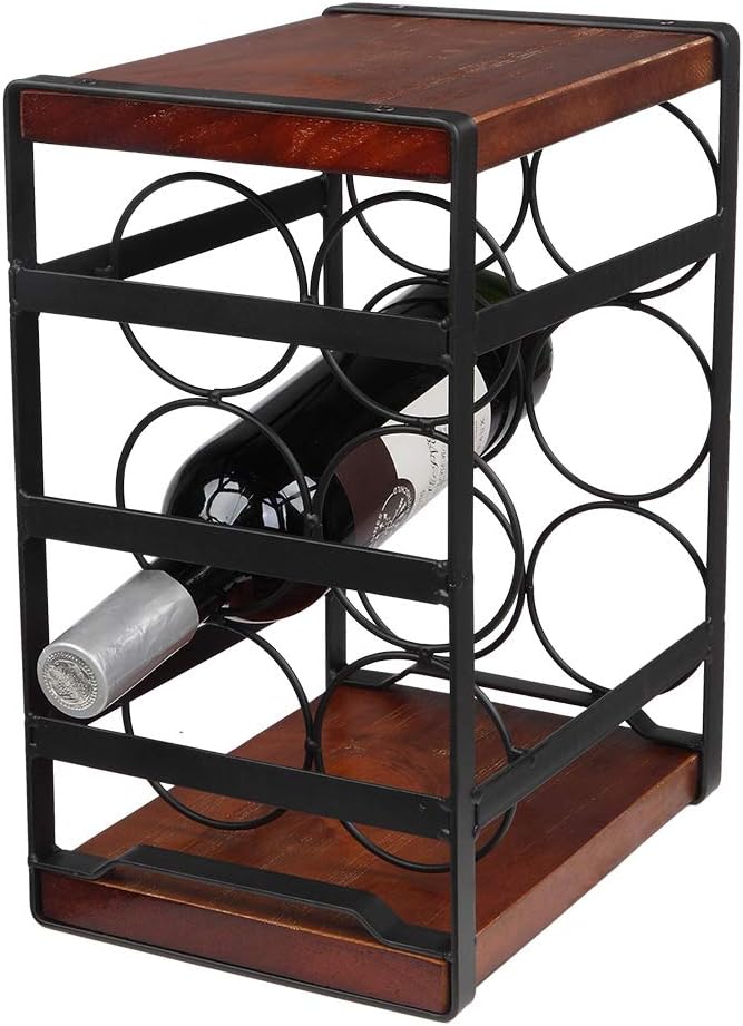 DOLFISH 3 Tiers Freestanding Wine Rack Black and Brown
